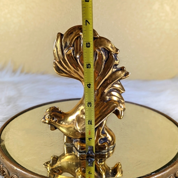 Ceramic Rooster Studio Art Vintage Gold Encrusted MCM Cir 1950's or 60's - Picture 3 of 7